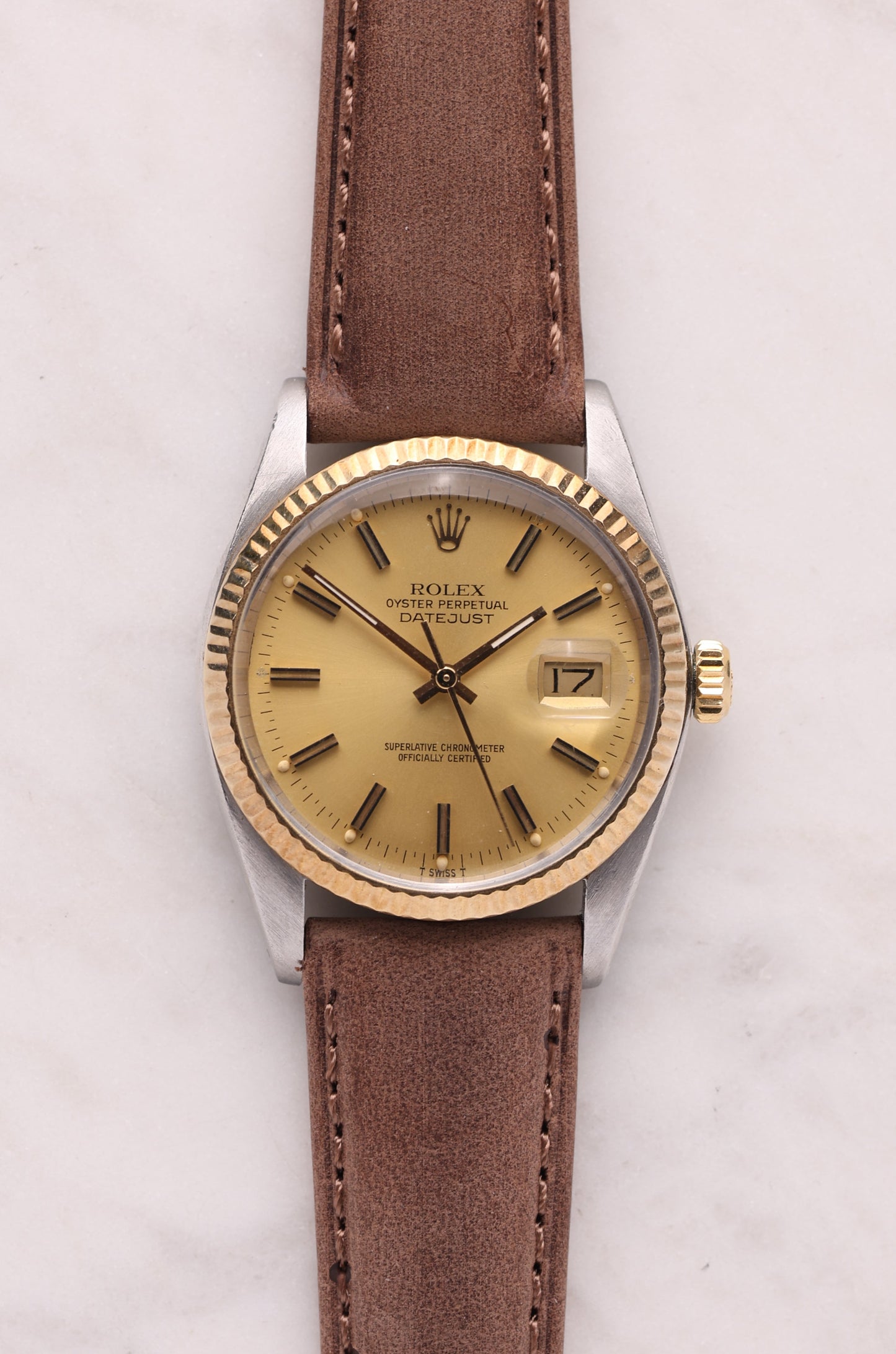 Rolex Datejust 16013 Two Tone on leather strap year 1980