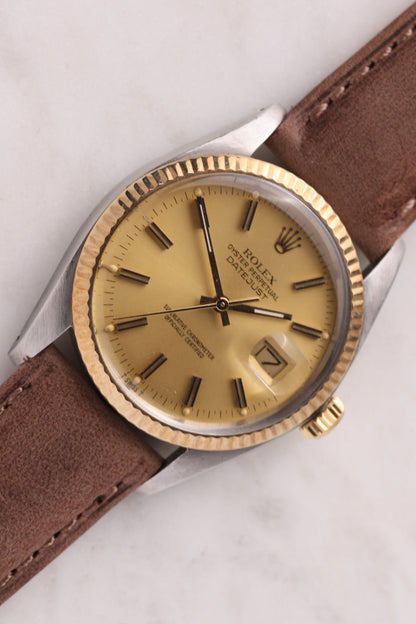 Rolex Datejust 16013 Two Tone on leather strap year 1980