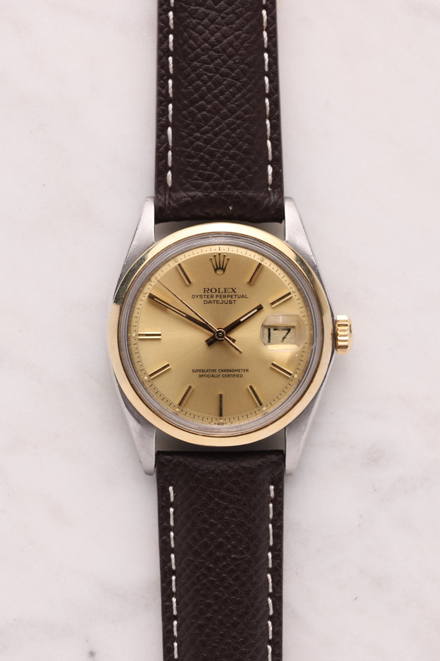 Rolex Datejust 1600 Two Tone on leather strap year 1980