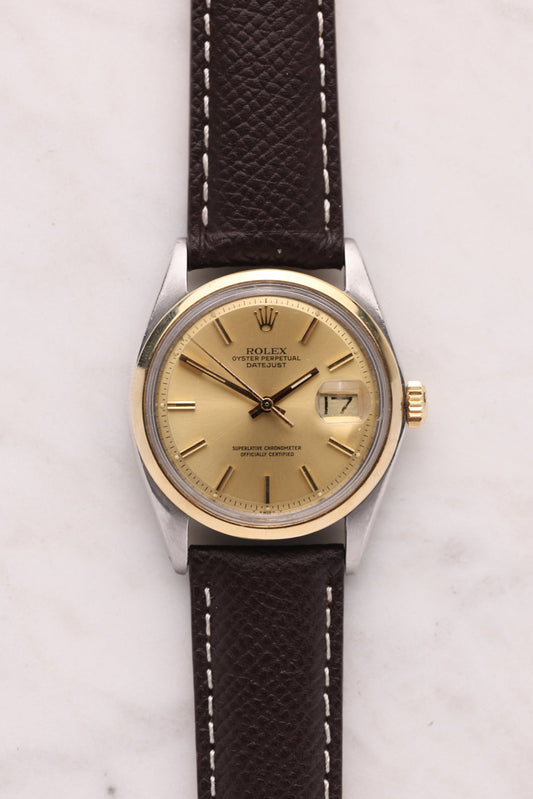 Rolex Datejust 1600 Two Tone on leather strap year 1980