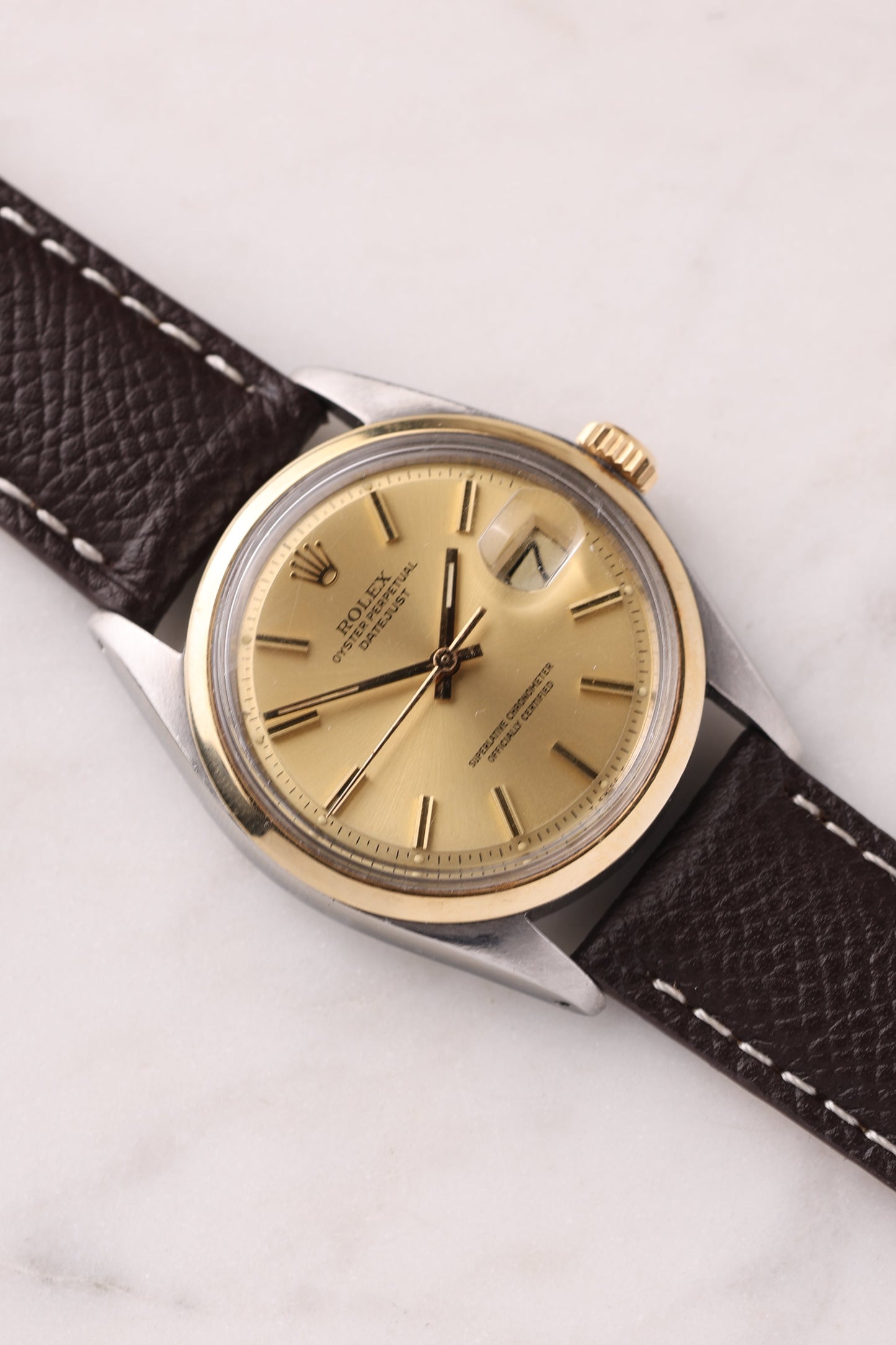 Rolex Datejust 1600 Two Tone on leather strap year 1980
