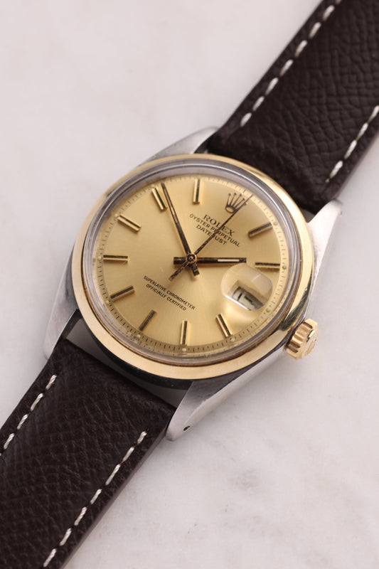 Rolex Datejust 1600 Two Tone on leather strap year 1980